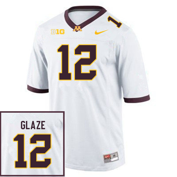 Men #12 Jalen Glaze Minnesota Golden Gophers College Football Jerseys Sale-White - Click Image to Close